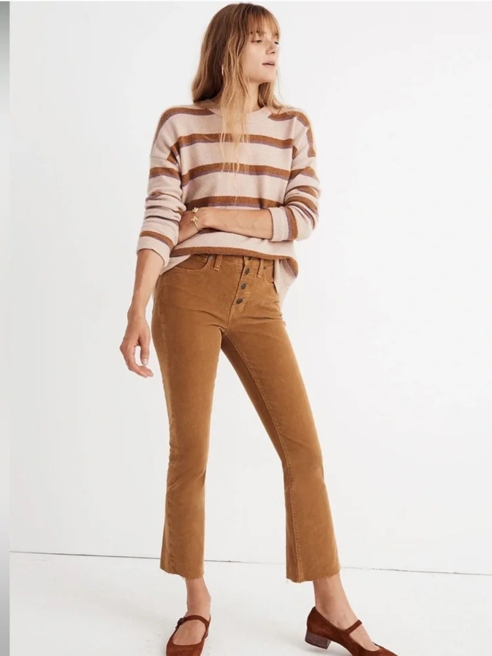 Madewell Cali -Demi Boot Corduroy Pants in Camel